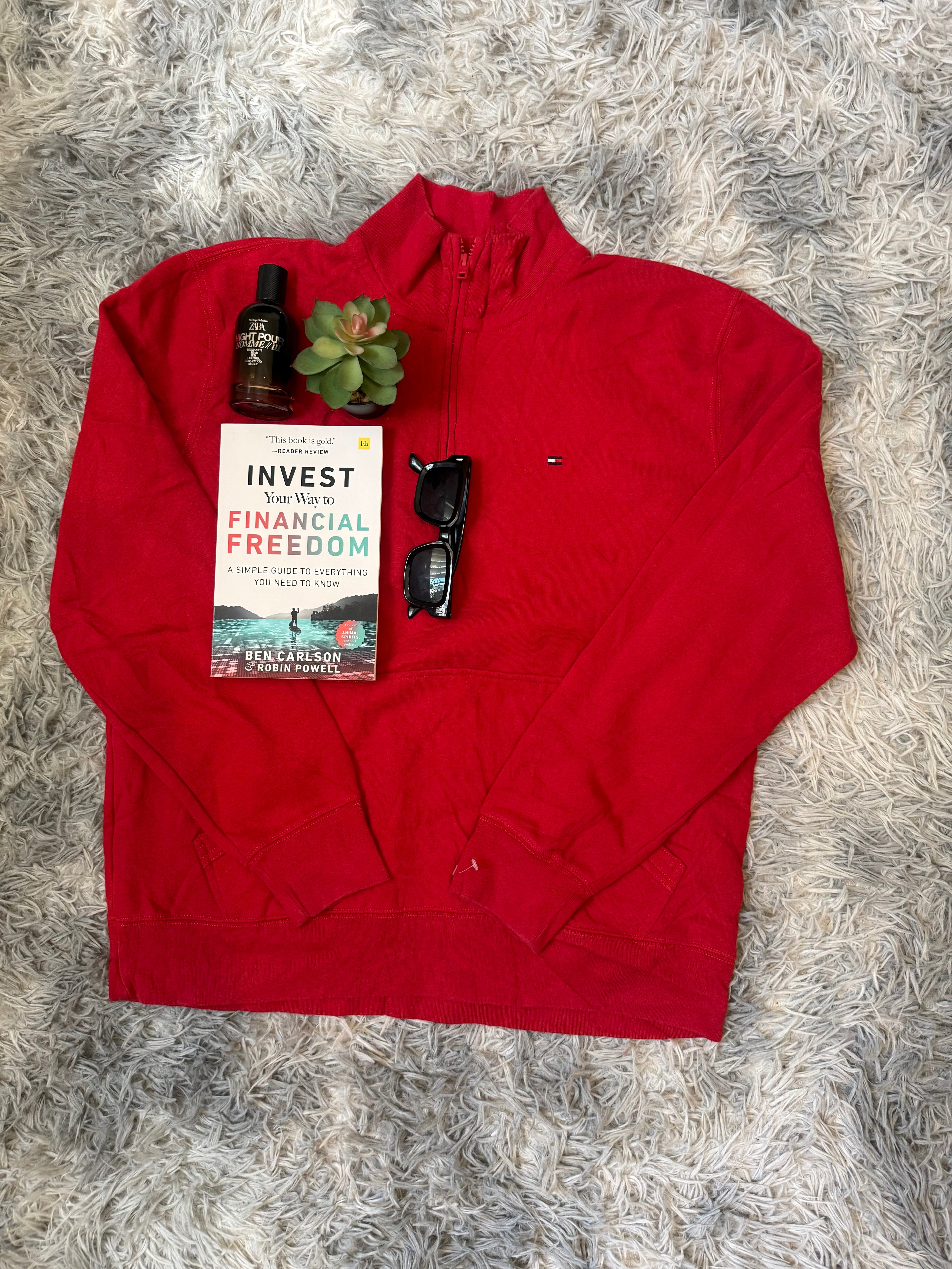 Tommy Hilfiger Red Quarter-Zip Sweatshirt / Jumper
