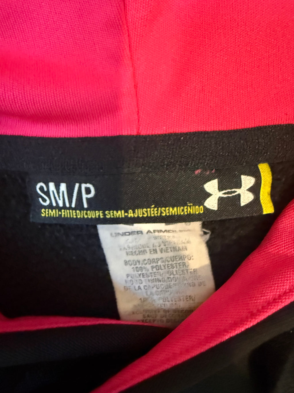 Under Armour Black Hoodie with Hot Pink Logo & Hood Lining