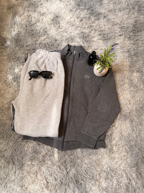 Lacoste Grey Full-Zip Sweatshirt Track Jacket