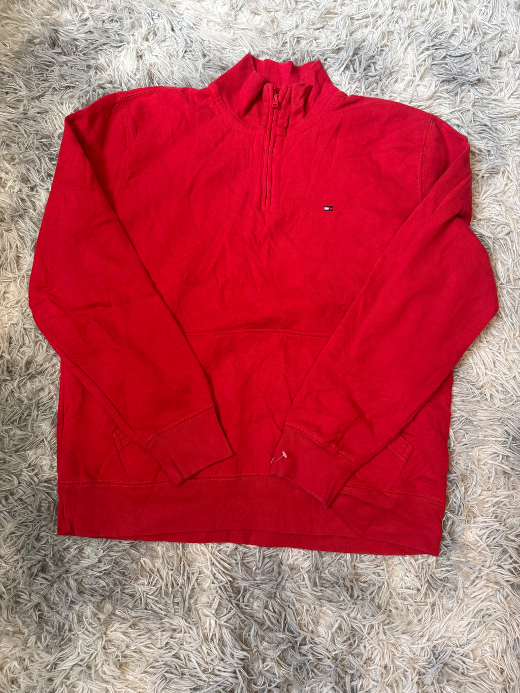 Tommy Hilfiger Red Quarter-Zip Sweatshirt / Jumper