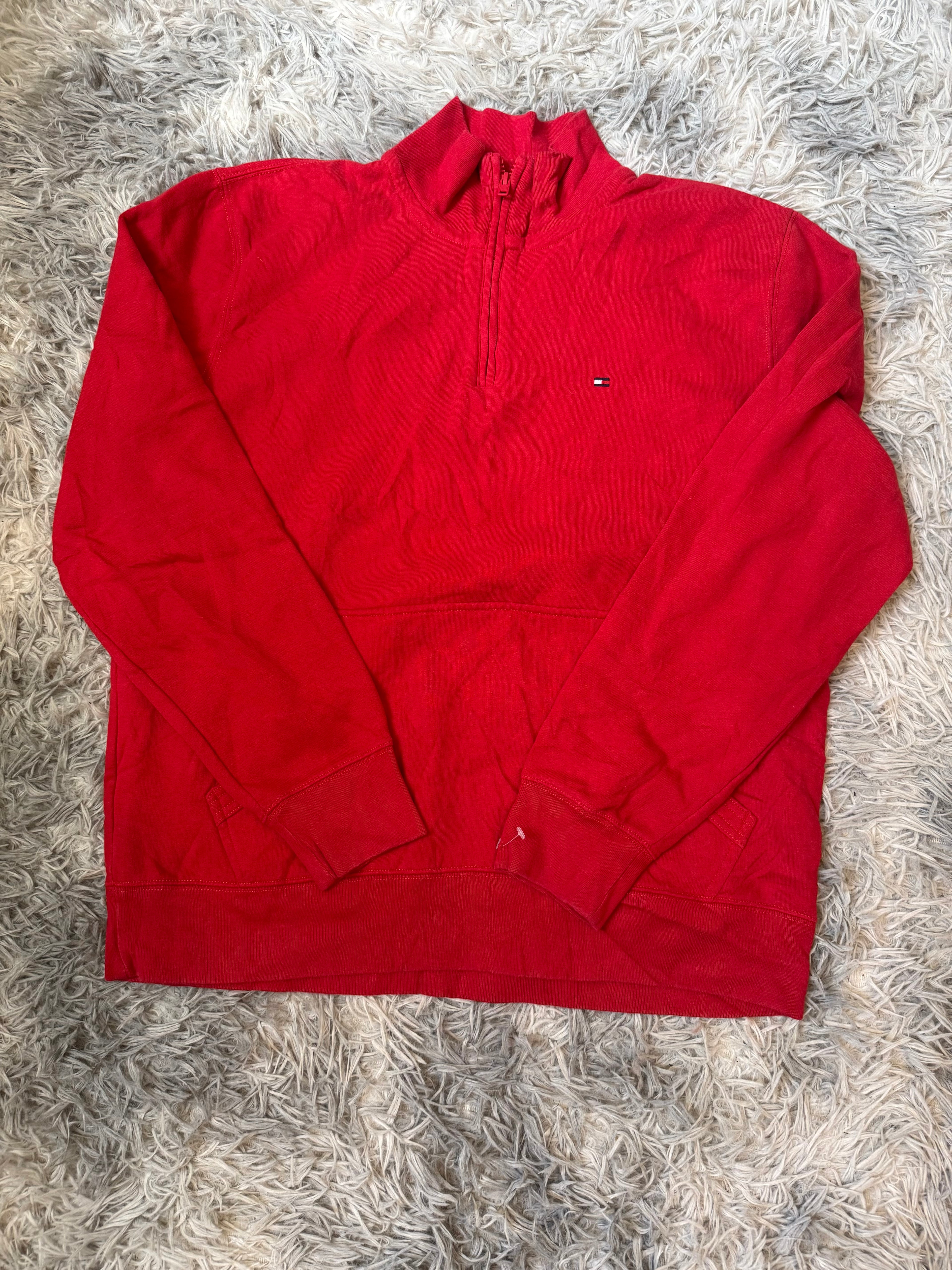 Tommy Hilfiger Red Quarter-Zip Sweatshirt / Jumper